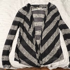 Nordstrom Women’s Cardigan. Black and Gray Stripes